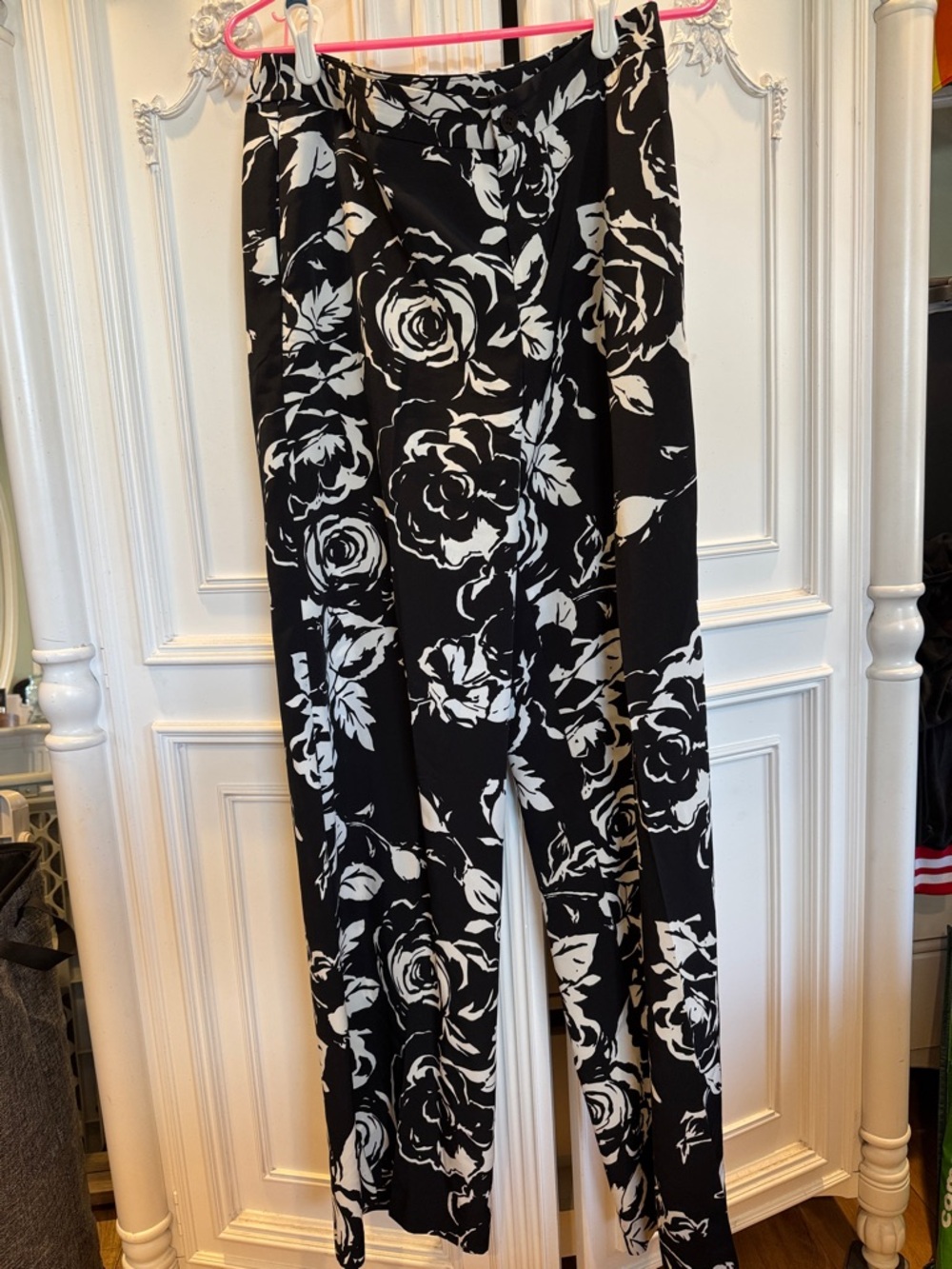 Polo by Ralph Lauren Black and White Floral Wide-Leg Pants